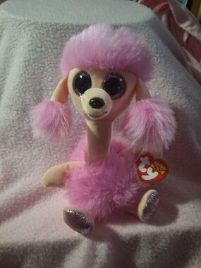 Ty Pink Camilla Plush Poodle with Sparkly Details